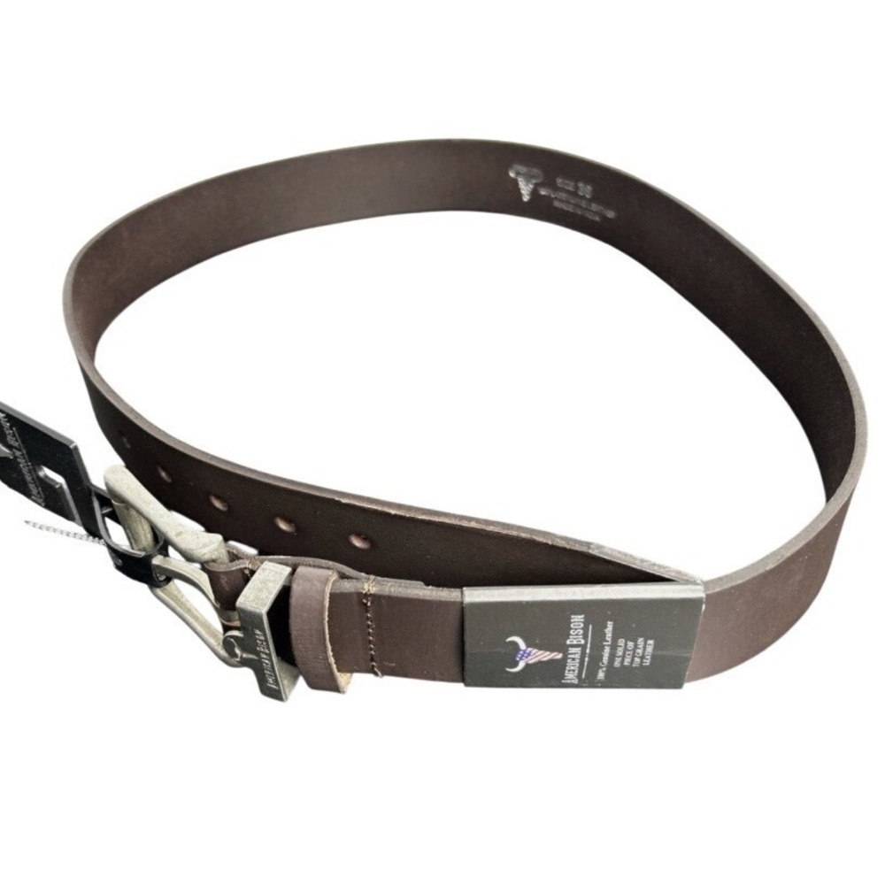 NEW American Bison Men/ Women Dark Brown Top Grain Leather Belt SZ 34 1.5" wide